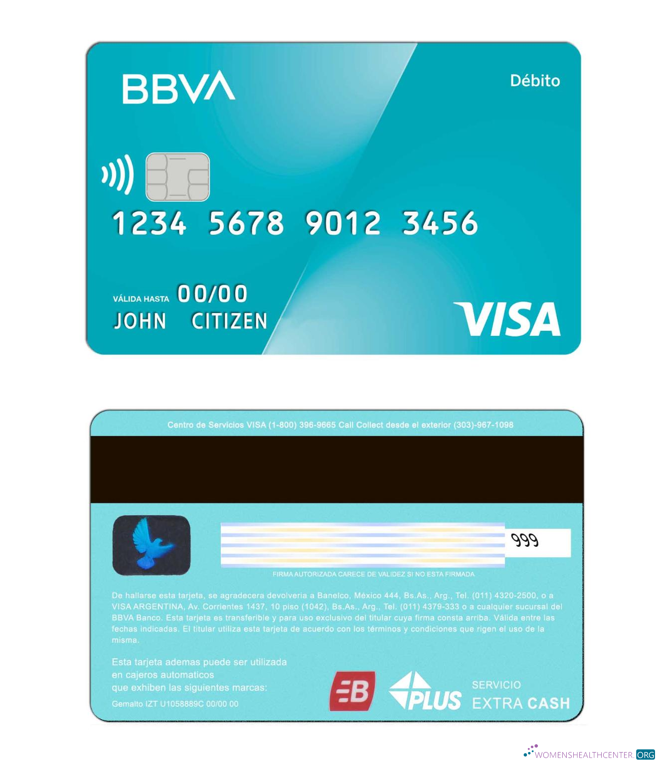 Download Argentina BBVA bank Visa Debit Card Photoshop template